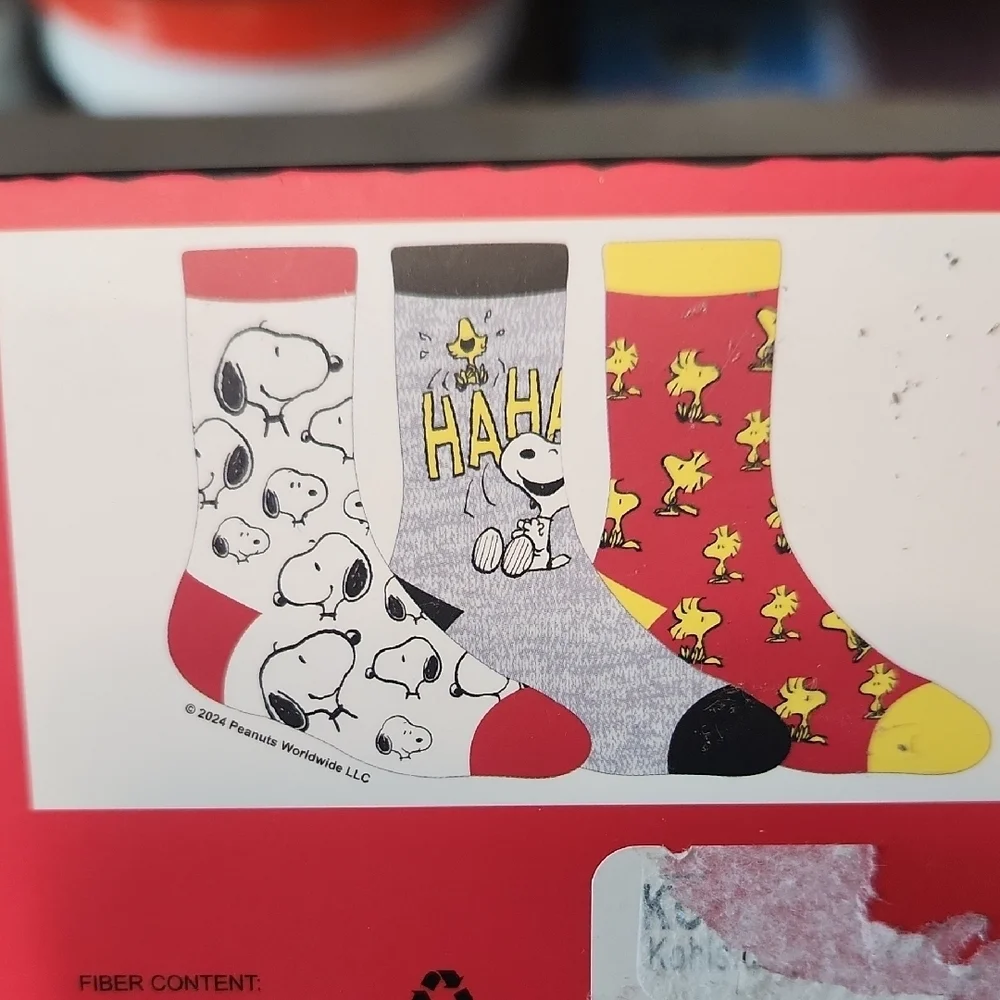 Snoopy Socks - Kids Bioworld Peanuts Crew Socks Set - Red, Gray, Yellow